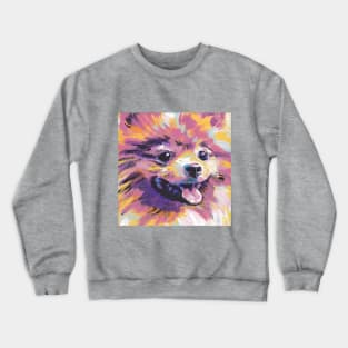 Pomeranian Dog Bright colorful pop dog art Crewneck Sweatshirt